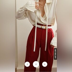 Commense Pleated Cuff Collar Tied Button Shirt